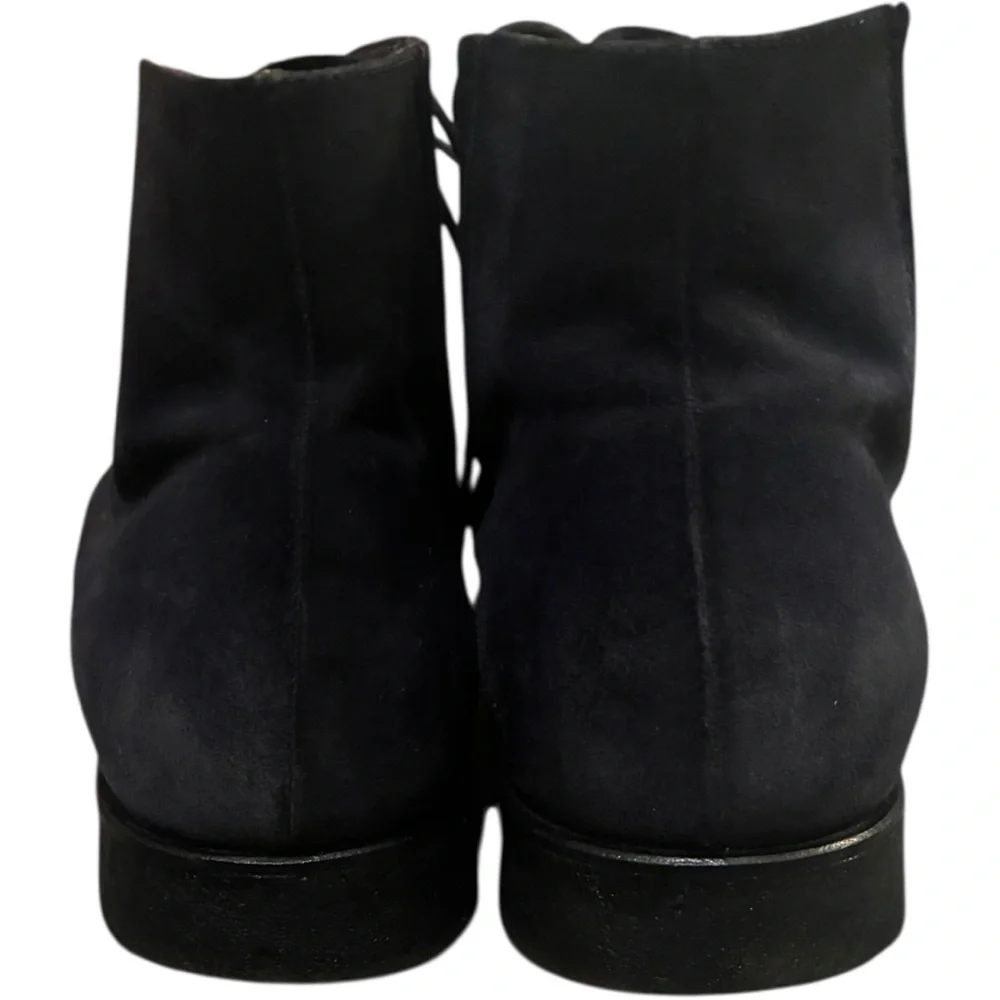 Cesare Paciotti Navy Blue Suede Lace-Up Chelsea Ankle Boots Size EU 40 US 7